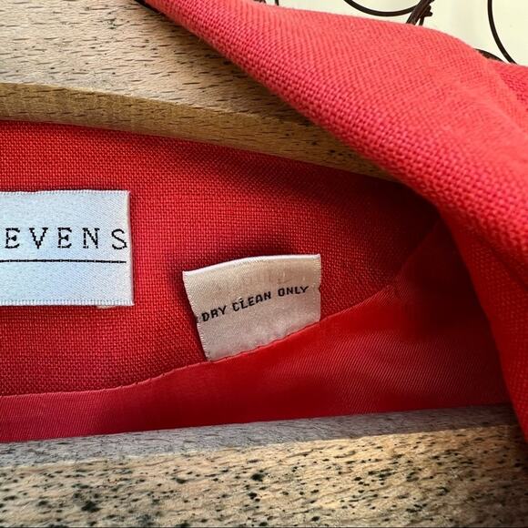 Vintage 90s Valerie Stevens Linen red orange boxy oversized long blazer 8 - Picture 5 of 7